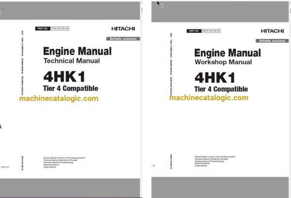 Hitachi 4HK1 Tier 4 Compatible Technical and Workshop Engine Manual