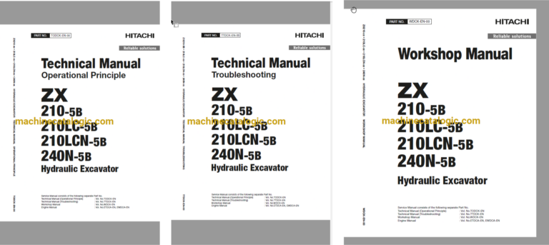 Hitachi ZX210-5B, ZX210LC-5B, ZX210LCN-5B, ZX240N-5B Hydraulic Excavator Technical and Workshop Manual