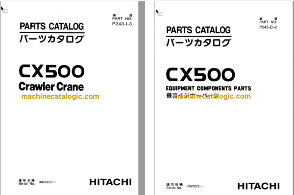 Hitachi CX500 Crawler Crane Full Parts Catalog