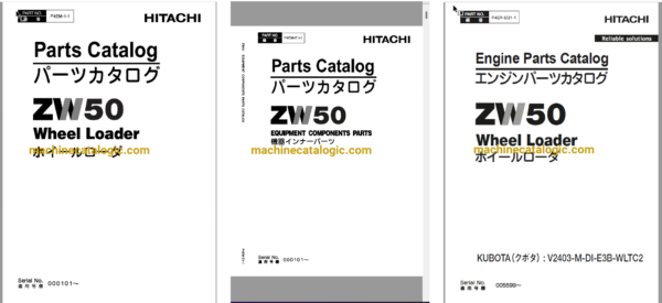 Hitachi ZW50 Wheel Loader Full Parts and Engine Parts Catalog