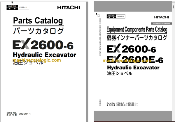 Hitachi EX2600-6, EX2600E-6 Hydraulic Excavator Full Parts Catalog