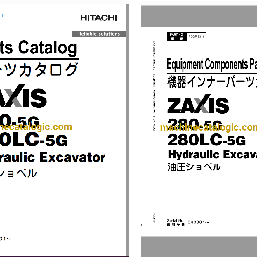 Hitachi ZX280-5G,ZX280LC-5G Hydraulic Excavator Full Parts