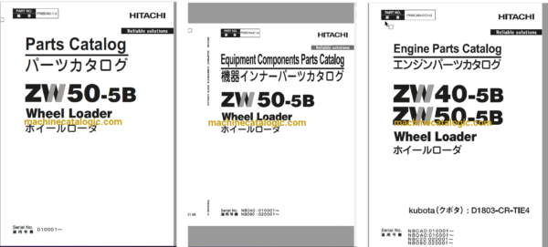 Hitachi ZW50-5B Wheel Loader Full Parts and Engine Parts Catalog