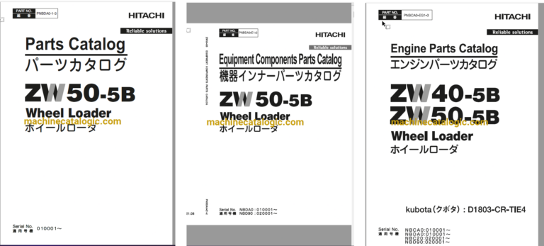 Hitachi ZW50-5B Wheel Loader Full Parts and Engine Parts Catalog