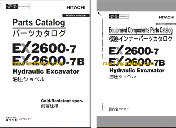 Hitachi EX2600-7, EX2600-7B Hydraulic Excavator Full Parts Catalog