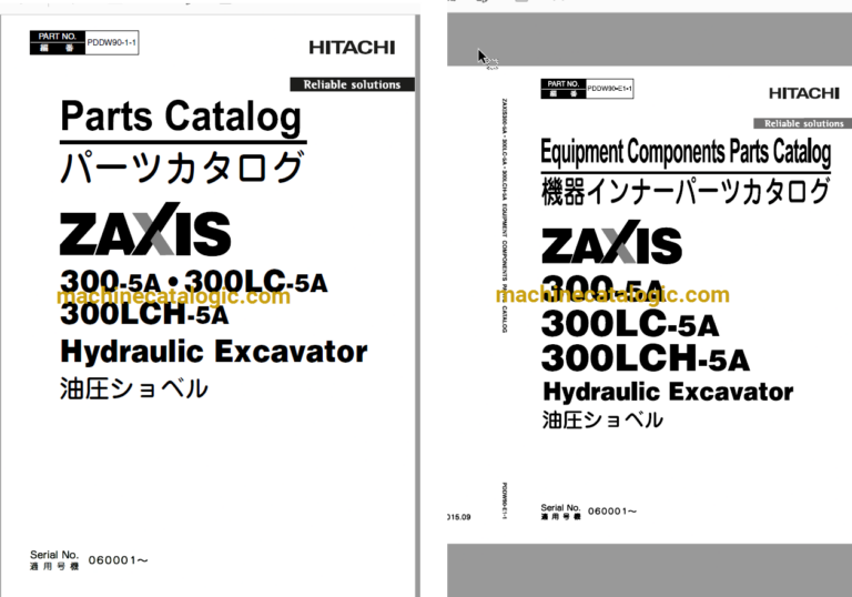 Hitachi ZX300-5A,ZX300LC-5A,ZX300LCH-5A Hydraulic Excavator Full Parts and Engine Parts Catalog