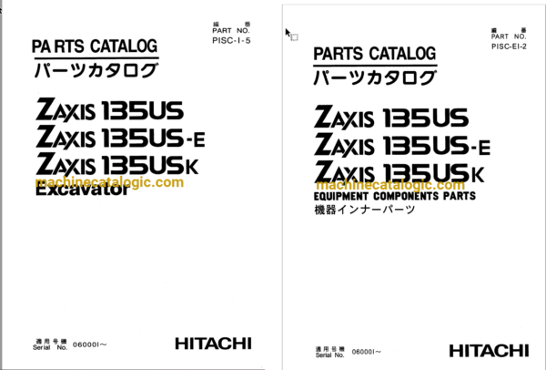 Hitachi ZX135US, ZX135US-E, ZX135USK Excavator Full Parts Catalog