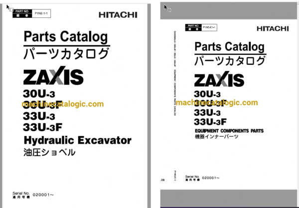 Hitachi ZX30U-3,ZX30U-3F,ZX33U-3,ZX33U-3F Hydraulic Excavator Full Parts Catalog