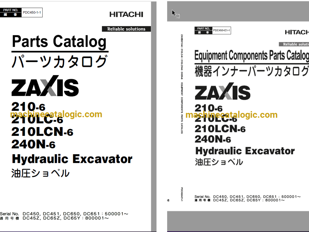 Hitachi ZX210-6,ZX210LC-6,ZX210LCN-6,ZX240N-6 Hydraulic Excavator Full Parts Catalog Hitachi ZX210-6,ZX210LC-6,ZX210LCN-6,ZX240N-6 Hydraulic Excavator Full Parts Catalog