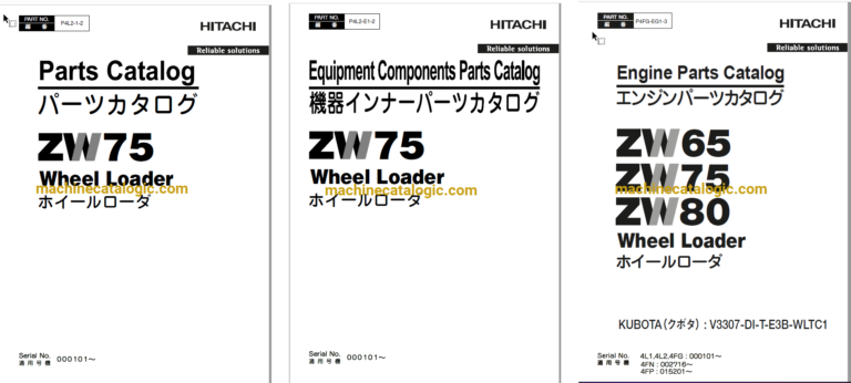 Hitachi ZW75 Wheel Loader Full Parts Catalog