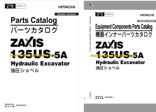 Hitachi ZX135US-5A Hydraulic Excavator Full Parts Catalog