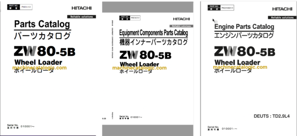 Hitachi ZW80-5B Wheel Loader Full Parts and Engine Parts Catalog