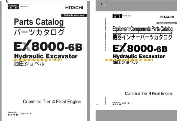 Hitachi EX8000-6B Cummins Tier 4 Final Engine Hydraulic Excavator Full Parts Catalog