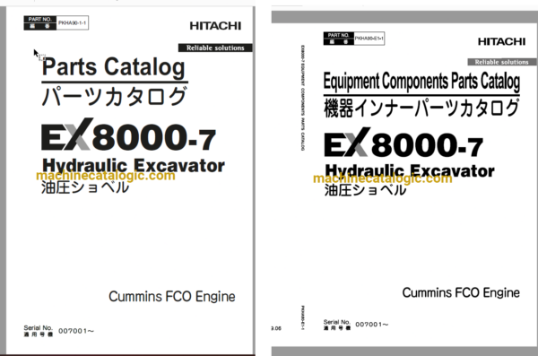 Hitachi EX8000-7 Cummins FCO Engine Hydraulic Excavator Full Parts Catalog