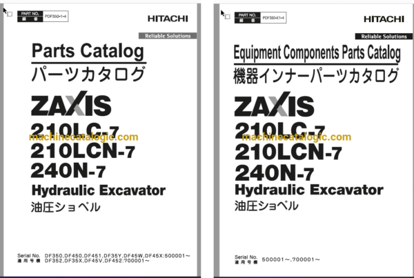 Hitachi ZX210LC-7, ZX210LCN-7, ZX240N-7 Hydraulic Excavator Full Parts Catalog