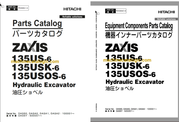 Hitachi ZX135US-6, ZX135USK-6, ZX135USOS-6 Hydraulic Excavator Full Parts Catalog