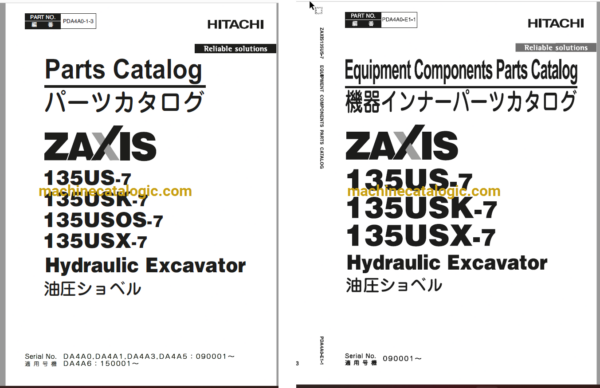 Hitachi ZX135US-7,135USK-7,135USOS-7,135USX-7 Hydraulic Excavator Full Parts Catalog