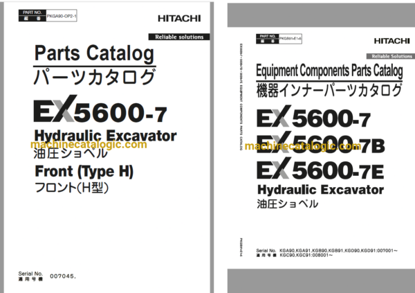 Hitachi EX5600-7,EX5600-7B,EX5600-7E Hydraulic Excavator Full Parts Catalog