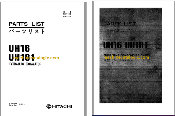 Hitachi UH16, UH181 Hydraulic Excavator Full Parts Catalog