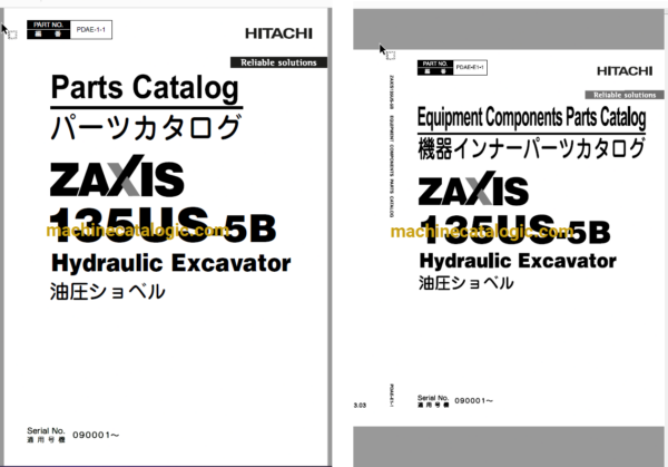 Hitachi ZX135US-5B Hydraulic Excavator Full Parts Catalog