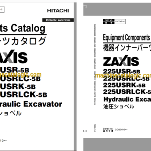 Hitachi ZX225USR-5B,ZX225USRLC-5B,ZX225USRK-5B,ZX225USRLCK-5B Hydraulic Excavator Full Parts Catalog