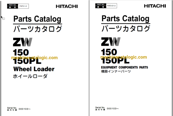 Hitachi ZW150,ZW150PL Wheel Loader Full Parts Catalog