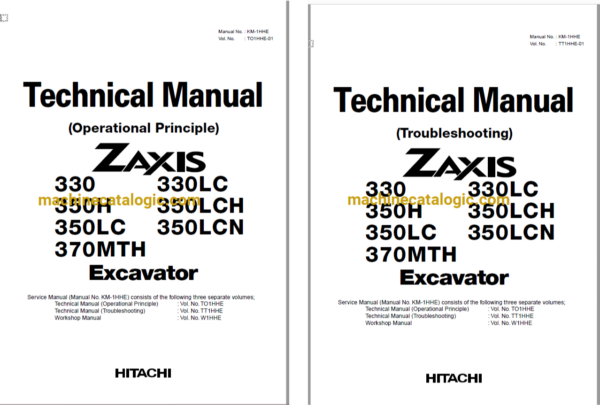 Hitachi ZX330,ZX330LC,ZX350H,ZX350LCH,ZX350LC,ZX350LCN,ZX370MTH Excavator Technical Manual