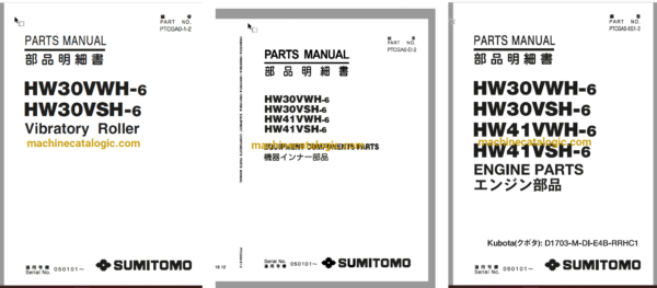 Hitachi HW30VWH-6 HW30VSH-6 HW41VWH-6 HW41VSH-6 Engine Vibratory Roller Full Parts Catalog