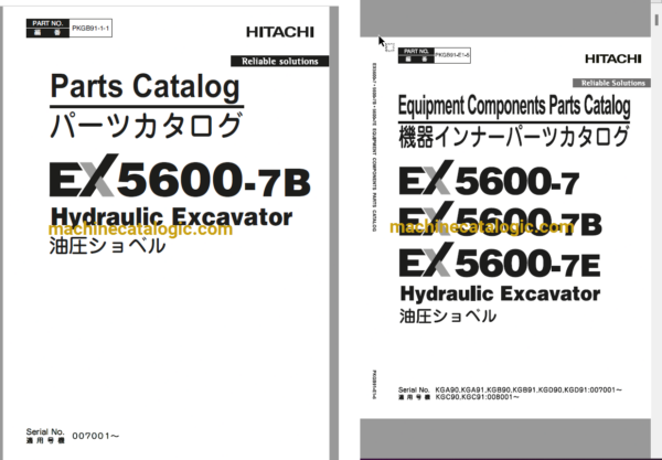 Hitachi EX5600-7B Hydraulic Excavator Full Parts Catalog