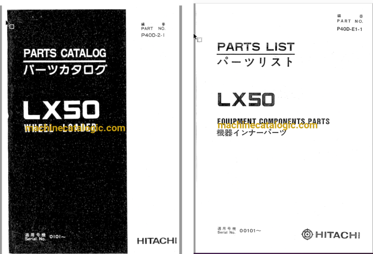 Hitachi LX50 Wheel Loader Full Parts Catalog