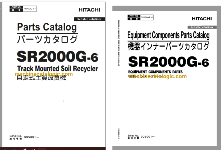 Hitachi SR2000G-6 Track Mounted Soil Recycler Full Parts Catalog