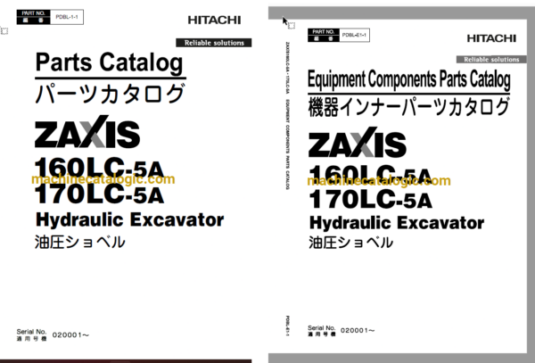 Hitachi ZX160LC-5A ,ZX170LC-5A Hydraulic Excavator Full Parts Catalog Hitachi ZX160LC-5A ,ZX170LC-5A Hydraulic Excavator INDEX: