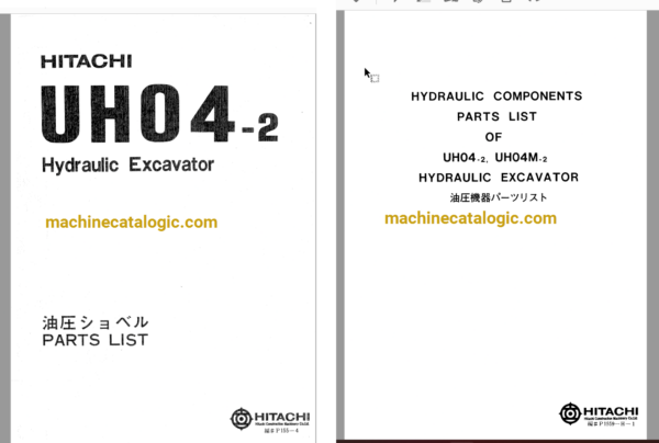 Hitachi UH04-2, UH04M-2 Hydraulic Excavator Full Parts Catalog