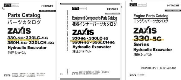 Hitachi ZX330-5G Series Hydraulic Excavator Full Parts and Engine Parts Catalog