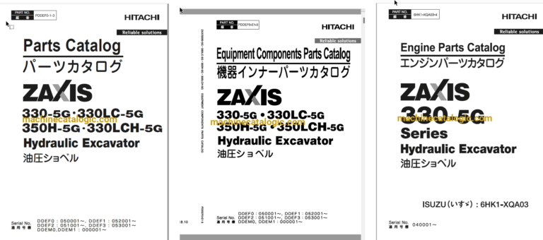 Hitachi ZX330-5G Series Hydraulic Excavator Full Parts and Engine Parts Catalog