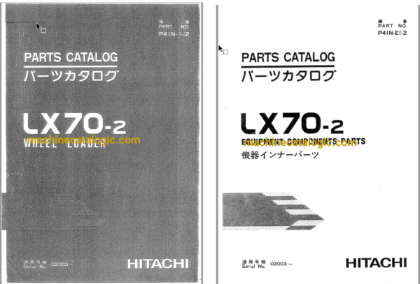 Hitachi LX70-2 Wheel Loader Full Parts Catalog