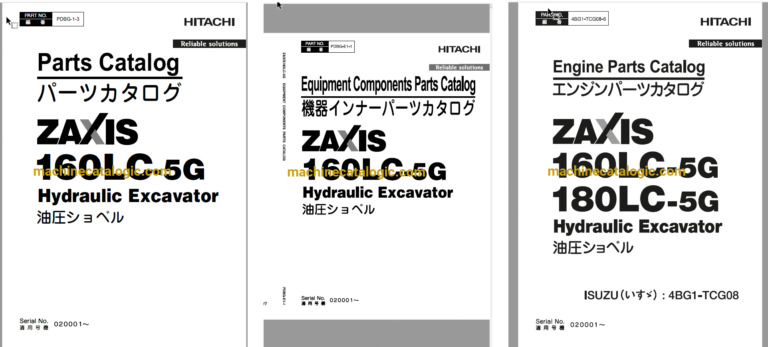 Hitachi ZX160LC-5G Hydraulic Excavator Full Parts and Engine Parts Catalog