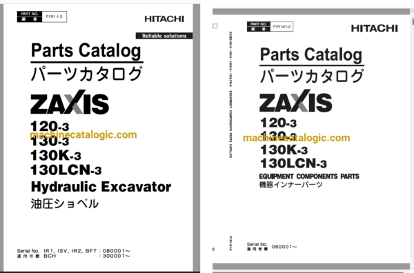 Hitachi ZX120-3,ZX130-3,ZX130K-3,ZX130LCN-3 Hydraulic Excavator Full Parts Catalog