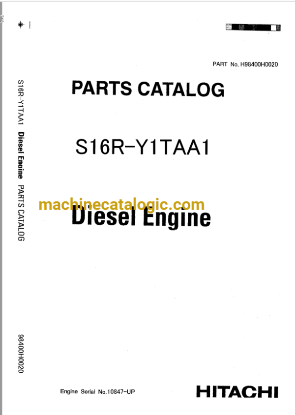 Hitachi S16R-Y1TAA1 Diesel Engine Parts Catalog