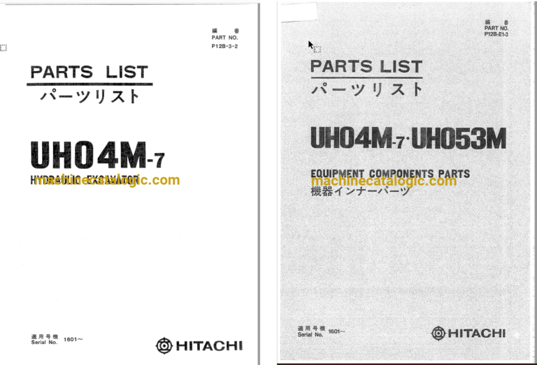 Hitachi UH04M-7 Hydraulic Excavator Full Parts Catalog