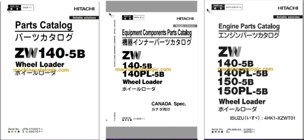 Hitachi ZW140-5B,ZW140PL-5B Wheel Loader Full Parts and Engine Parts Catalog