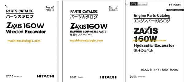 Hitachi ZX160W Wheeled Excavator Full Parts and Engine Parts Catalog