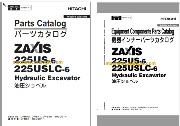 Hitachi ZX225US-6,ZX225USLC-6 Hydraulic Excavator Full Parts Catalog