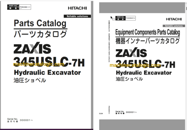 Hitachi ZX345USLC-7H Hydraulic Excavator Full Parts Catalog