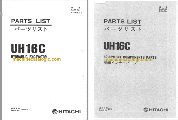 Hitachi UH16C Hydraulic Excavator Full Parts Catalog