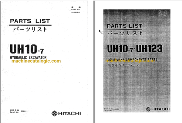 Hitachi UH10-7,123 Hydraulic Excavator Full Parts Catalog