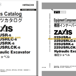 Hitachi ZX225USR-6,ZX225USRLC-6,ZX225USRK-6,ZX225USRLCK-6 Hydraulic Excavator Full Parts Catalog