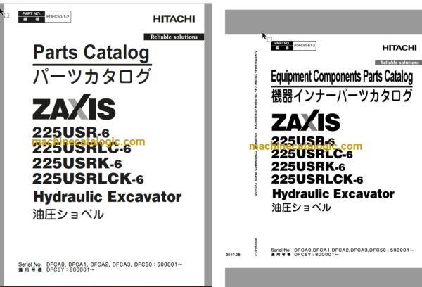 Hitachi ZX225USR-6,ZX225USRLC-6,ZX225USRK-6,ZX225USRLCK-6 Hydraulic Excavator Full Parts Catalog