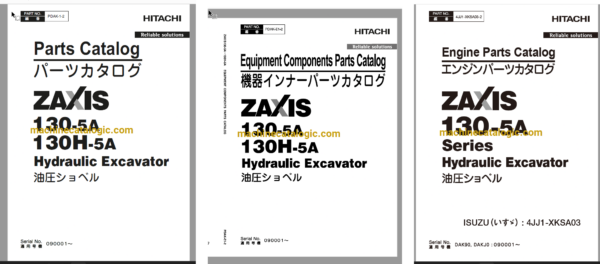 Hitachi ZX130-5A Hydraulic Excavator Full Parts and Engine Parts Catalog