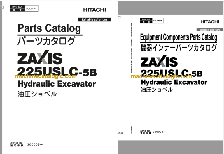 Hitachi ZX225USLC-5B Hydraulic Excavator Full Parts Catalog